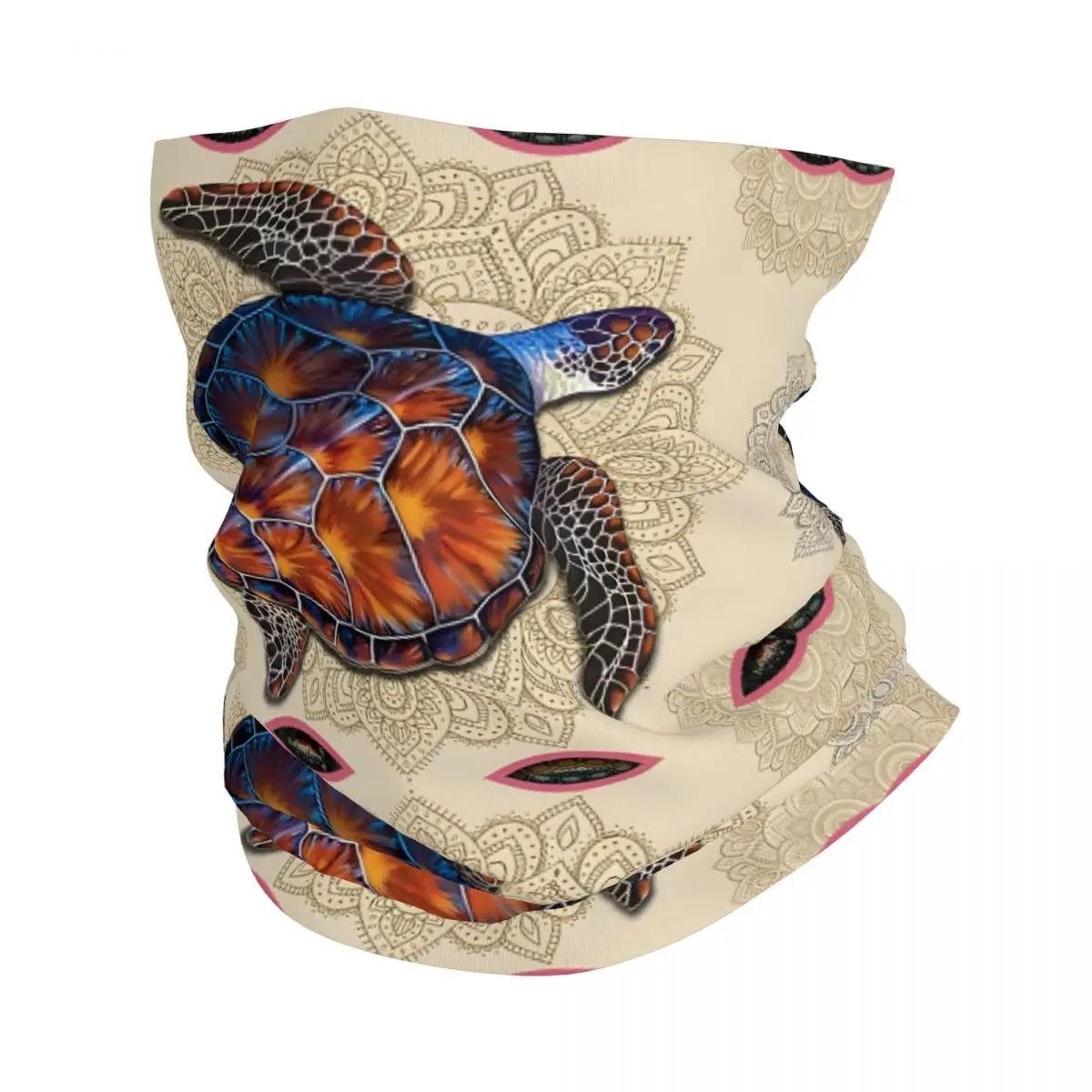 Turtle Vintage Mandala Bath Mat Neck Gaiter Face Scarf Cover Neck Gaiter Men Women Bandana Scarf Thin Summer