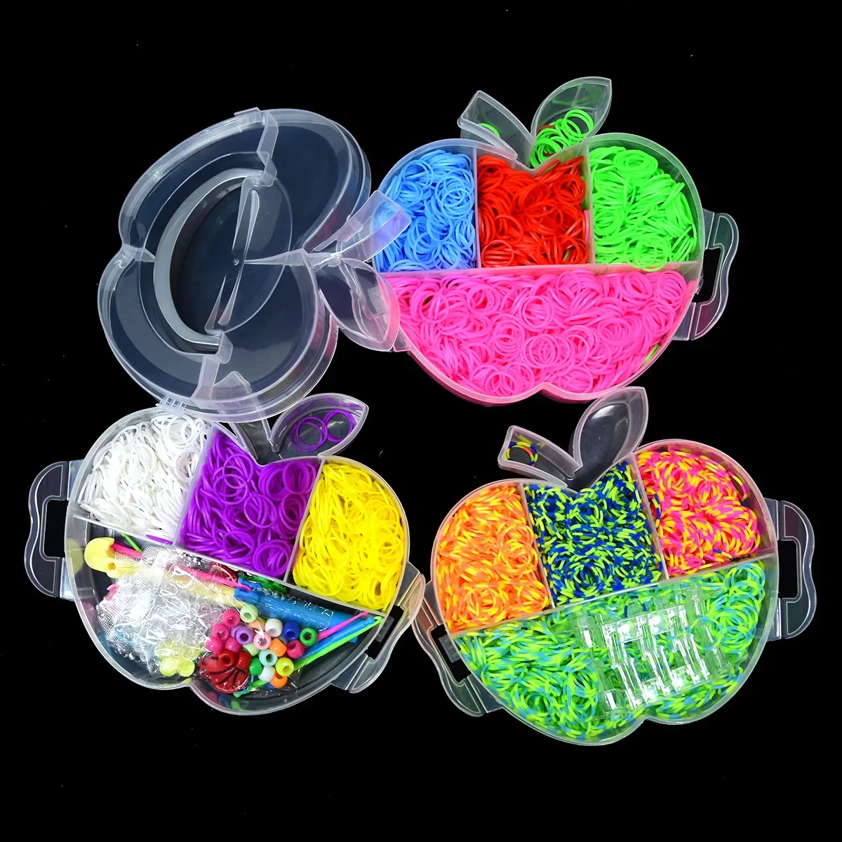 Baby Elastic Rubber Set Box DIY Making Bracelet Silicone Bands Rainbow Weave Gum Toy Handicraft Charms Kit Girl Gift Kids