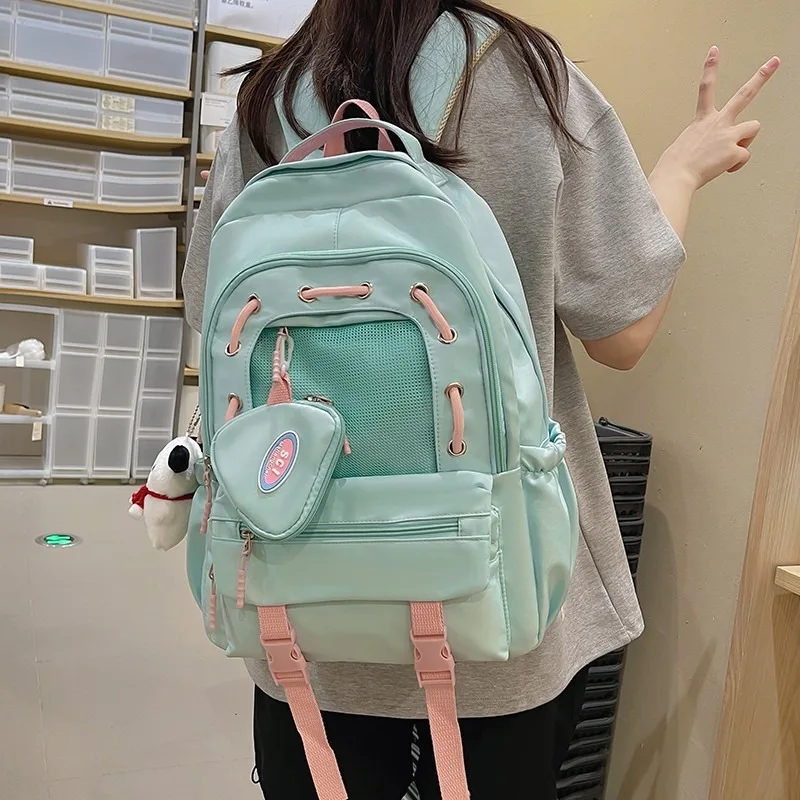 Mochilas escolares de nylon impermeável para meninas e meninos, rede de alta capacidade sólida, alta qualidade, 2024