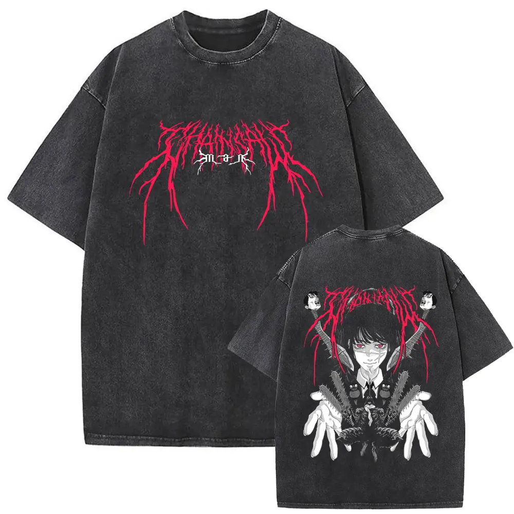 2026 Neu: Vintage Anime Chainsaw Man Himeno Grafik-T-Shirt für Damen und Herren, Lässiges Baumwoll-Retro-T-Shirt, Herren-Cartoon-T-Shirts