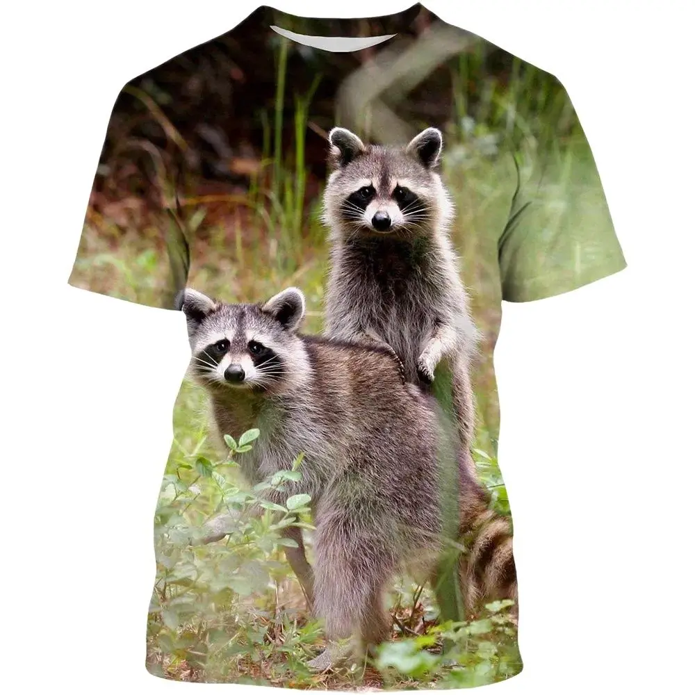 New Summer Amusing Raccoon Picture Men T-Shirts  Casual 3D Print Tees Hip Hop Personality Round Neck Short Sleeve Quick-Dry Tops