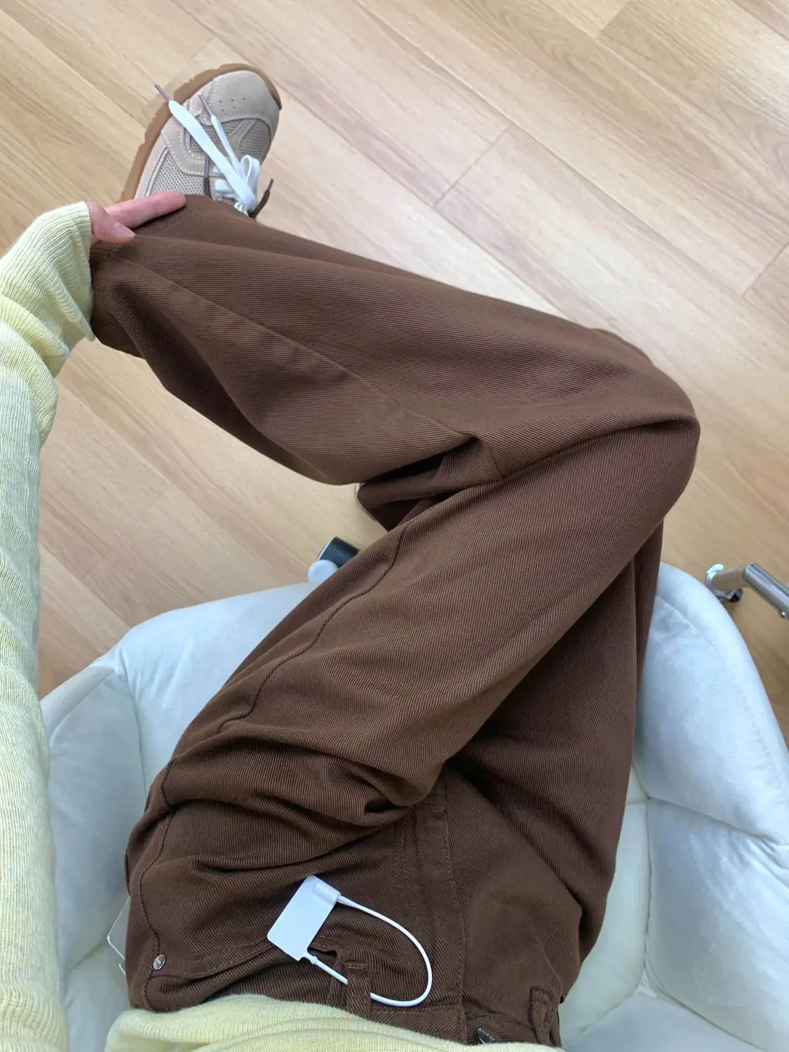 جينز أمريكي أنيق عتيق بخصر عالٍ للنساء موضة جديدة مريحة ثنيات مستقيمة الساق طول الأرض سروال دينم متعدد الاستخدامات