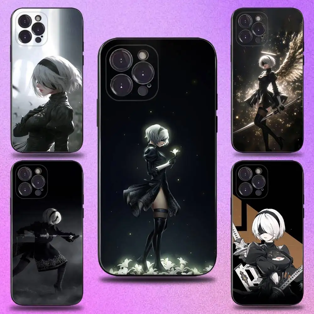 

Game Nier Automata Phone Case For iPhone 16,15,14,13,12,11 Plus,Pro Max,XS,X,XR,SE,Mini,8,7,Soft Silicone Black Cover