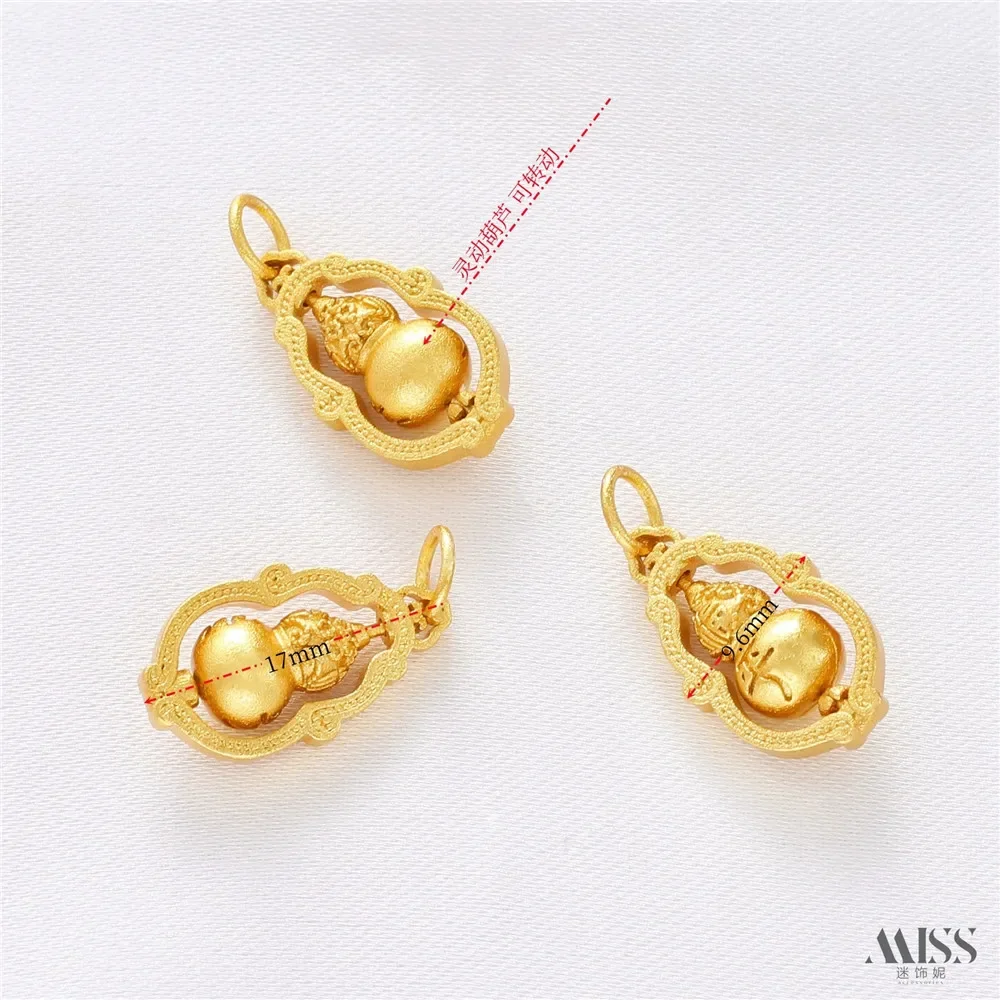 18K Gold-wrapped Sand Gold Rotatable Smart Safe Gourd Pendant DIY Handmade Bracelet Necklace Jewelry Accessories