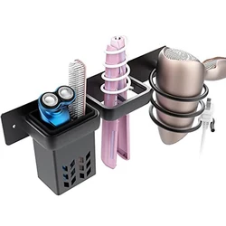 Hair Dryer Holder Rack Wall Mounted Storage Box Hair Straightener Holder Organizer Storage Holder Multi-Functional