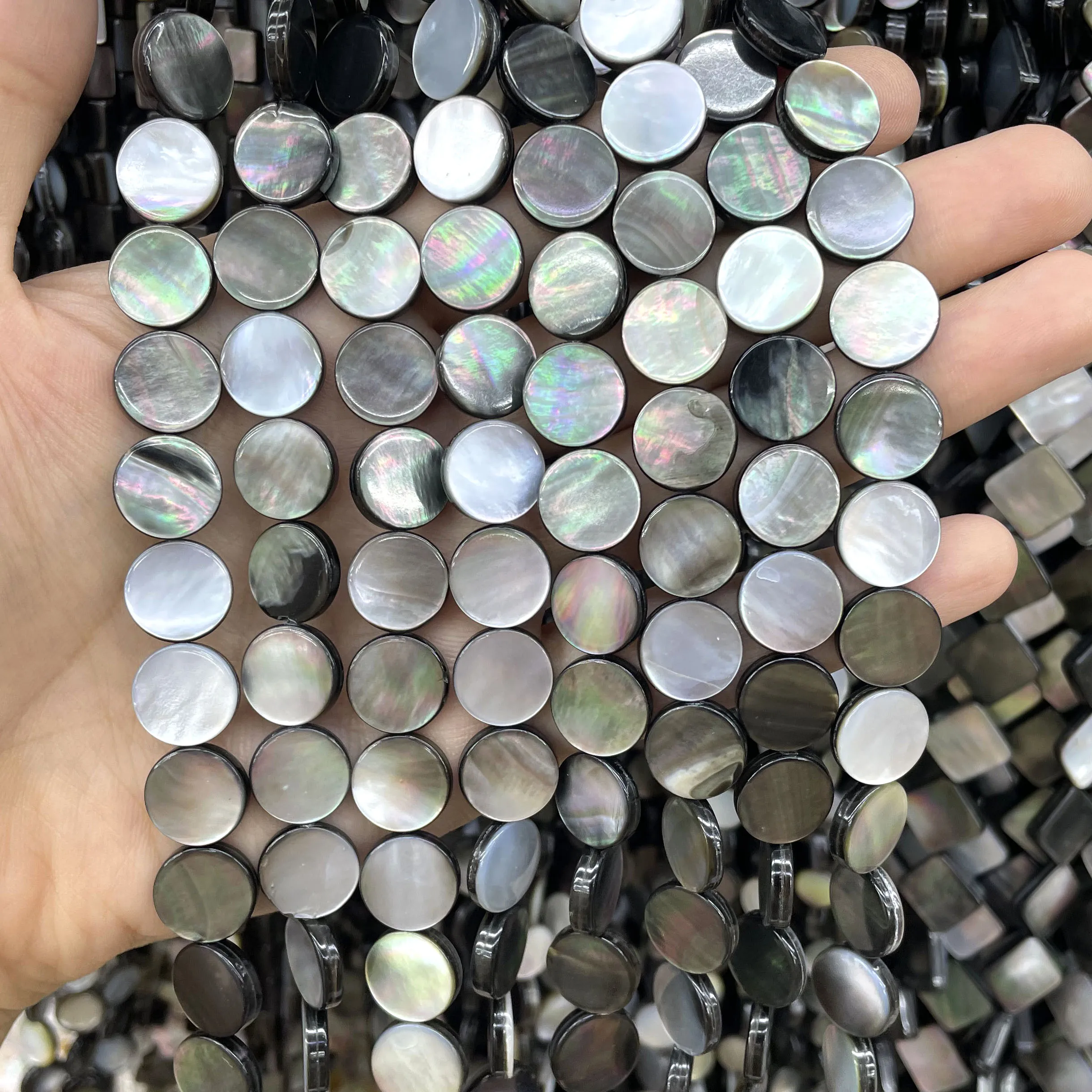 Natürliche schwarze Perlmutt-Muschelperlen in quadratischer und herzförmiger Form, lose Abstandsperlen für die Schmuckherstellung, DIY-Armband-Zubehör. – Detail 8