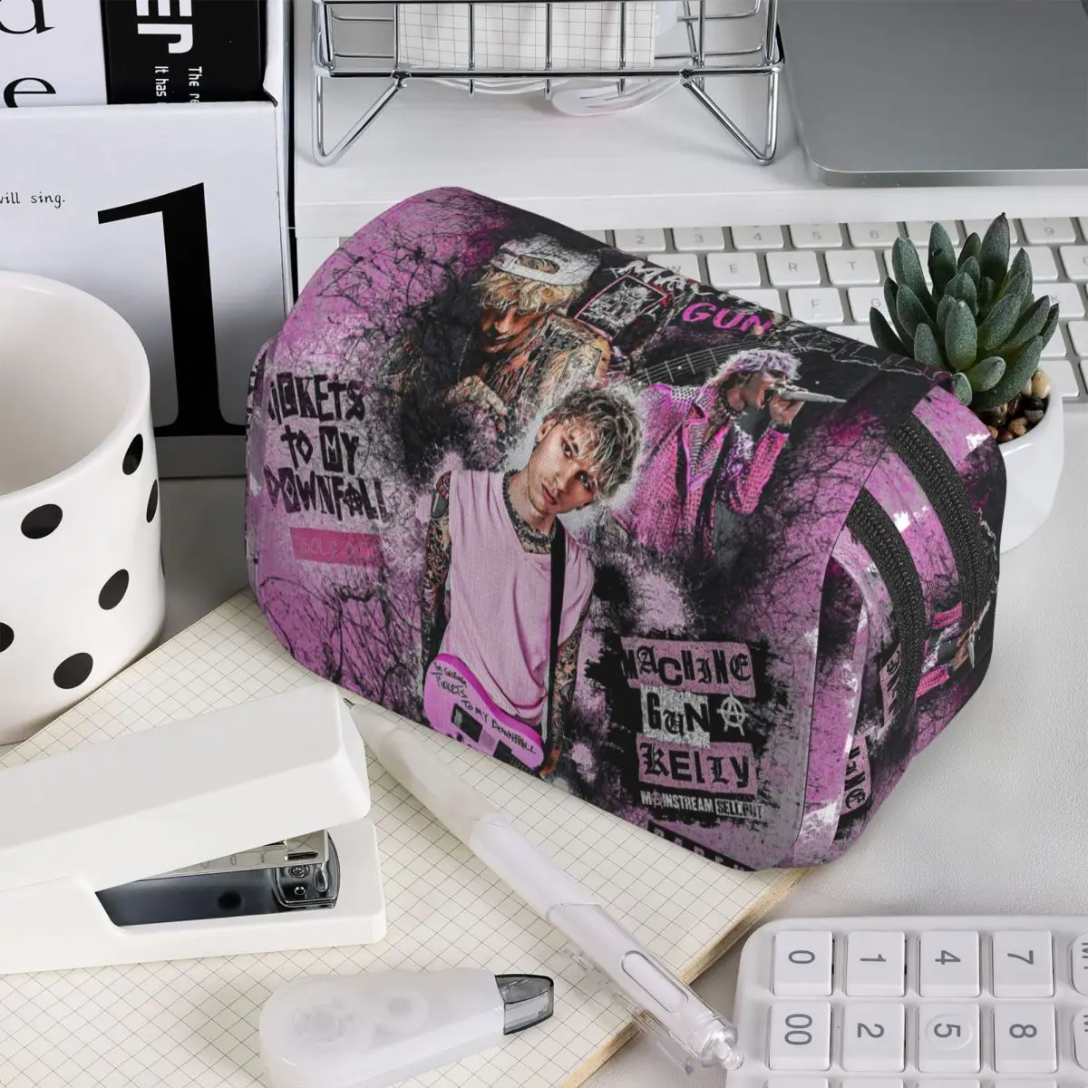Rapper MGK M-Machine Gun K-Kelly Pencil Case for Boys Girls School Pen Box Pencil Bag Stationery Supplies Pen Holder Bag