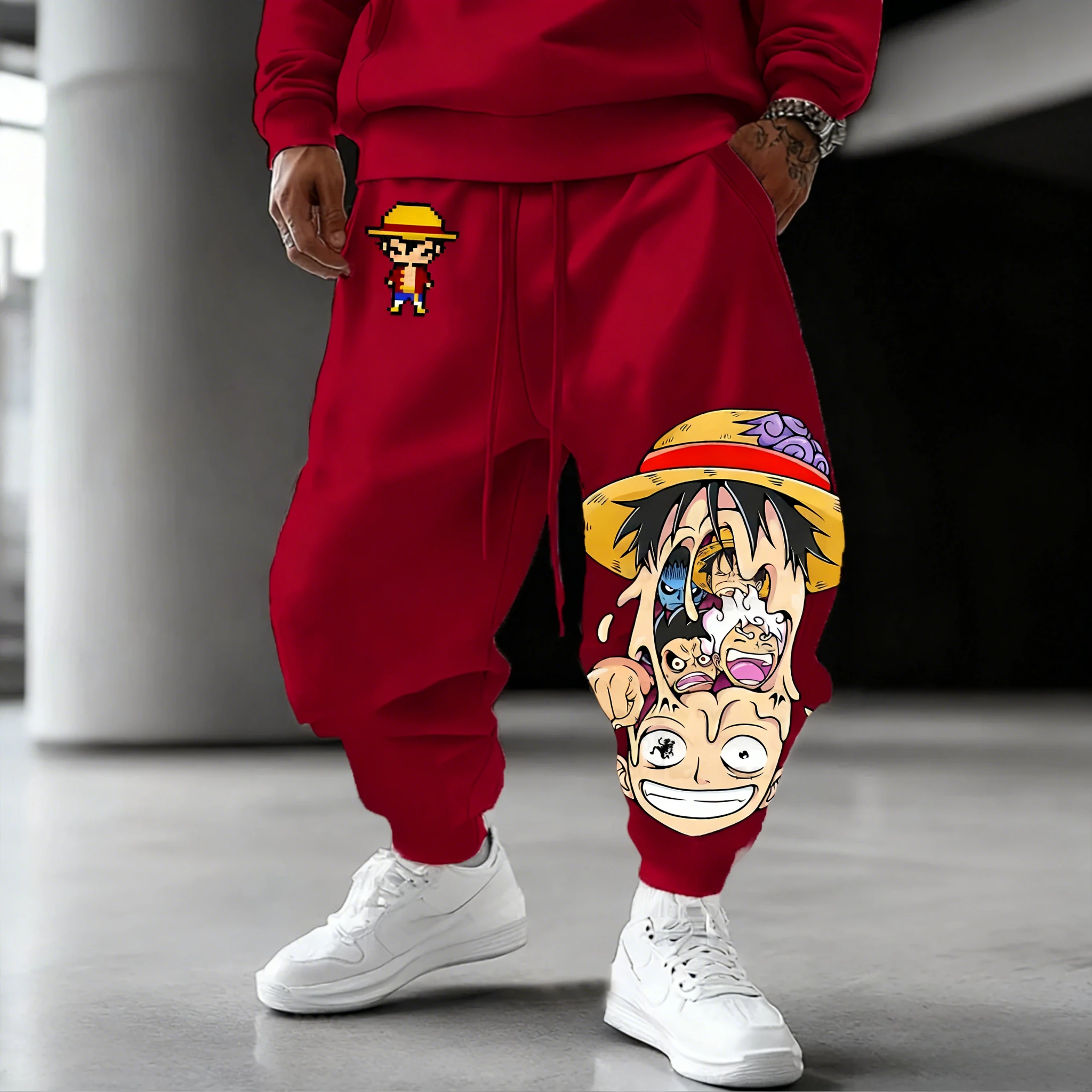 

ONE PIECE аниме Луффи расписные спортивные штаны с принтом мужские и женские осенне-зимние новые большие свободные повседневные хлопковые брюки в стиле Харадзюку