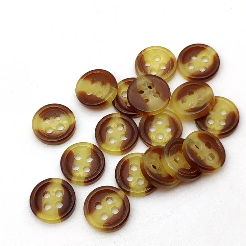 

Новинка, 200 шт./пакет, круглые пуговицы из смолы с смешанными цветами, кофейные пуговицы с двумя очками, рубашка, аксессуары для одежды, пуговицы