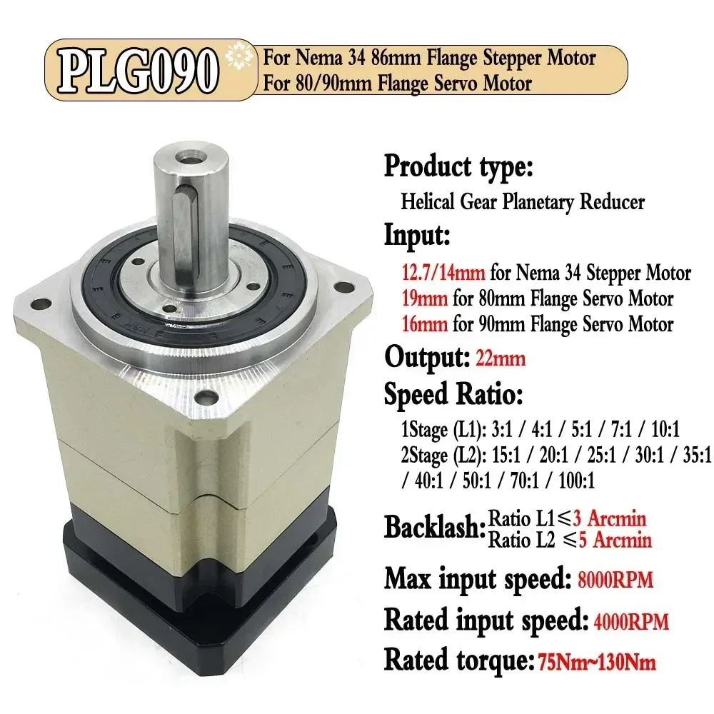 Schrägverzahnungsgetriebe für Nema 17 23 34 Schrittmotor Drehzahlminderer für 40 60 80 90 110 130 180 mm Flansch-Servomotor
