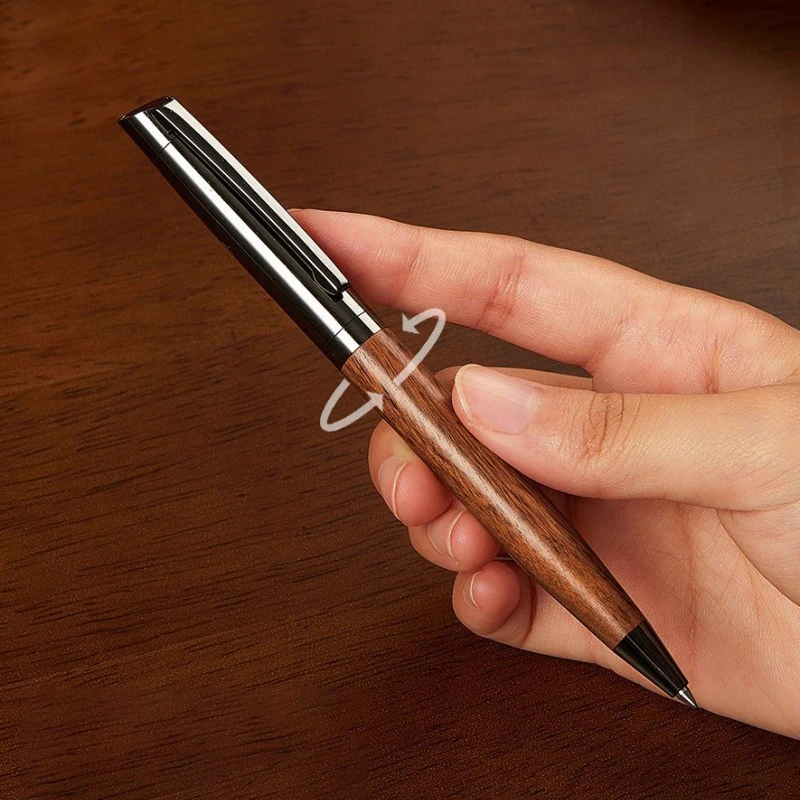 ​Artisan Wood and Metal Ballpoint Pen - Premium Writing Instrument for Office & Business