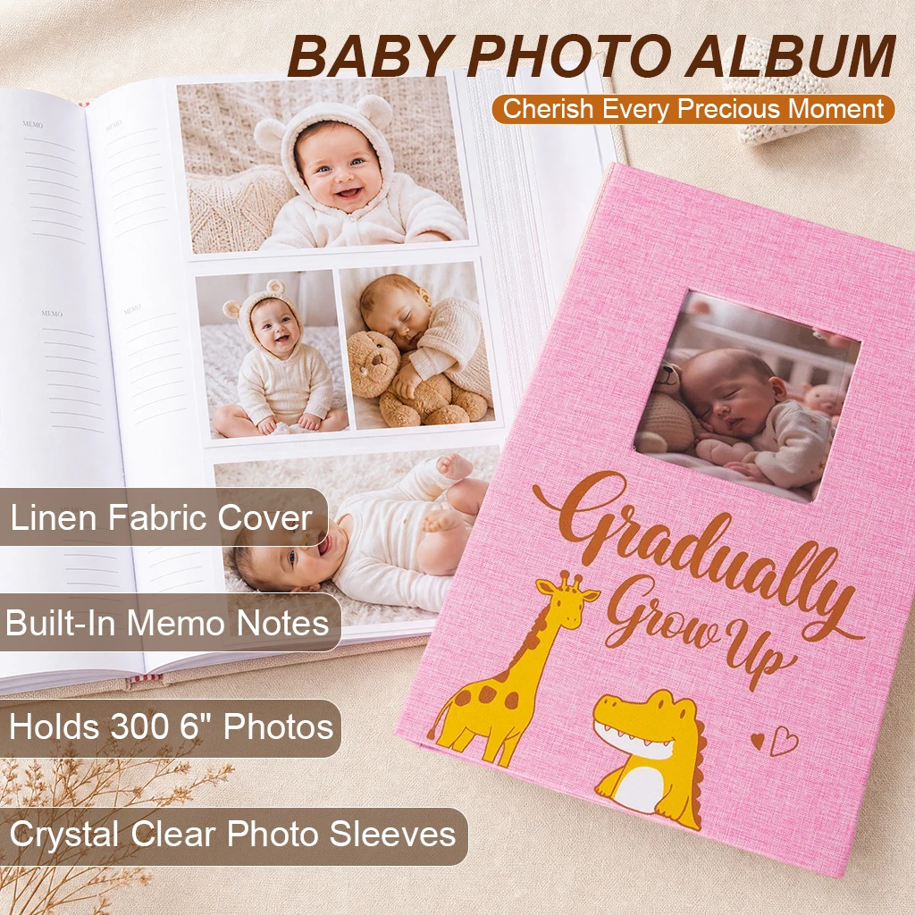 Linen Photo Album, 300 6-Inch  - Baby Nursery Bookcase 评论和价格