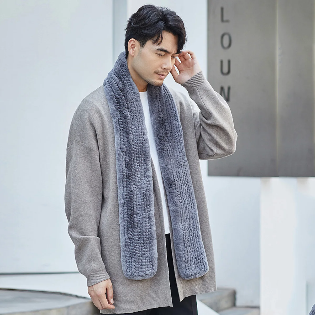 FEIMANYUAN Winter Warm Real Rabbit Fur Scarf Thicken Cross Scarf Solid Color Proof Scarves Fashion Soft Furry Neck Warmer