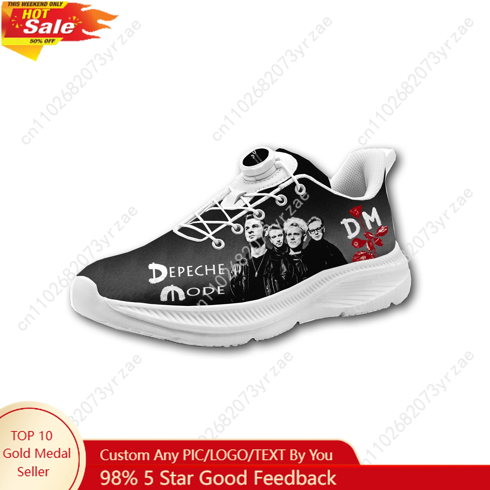 

Depeche Mode Sneakers Mens Womens Walking Shoes Laceless Rotating Button Sports Shoe Fashion Lightweight Custom Made Sneaker