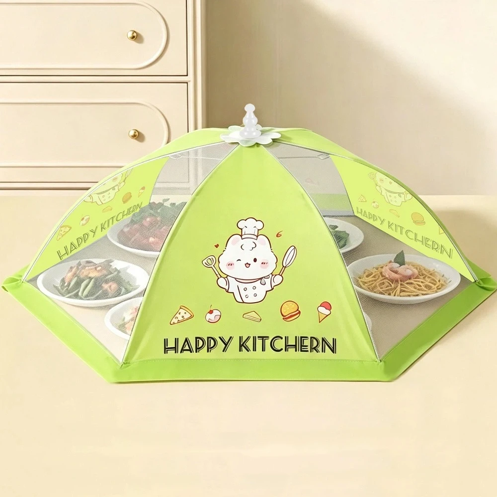 Cartoon Collapsible Food Cover Breathable Umbrella Style Insect Prevention Cover Mesh Dust-proof Mosquito Proof Cover Summer