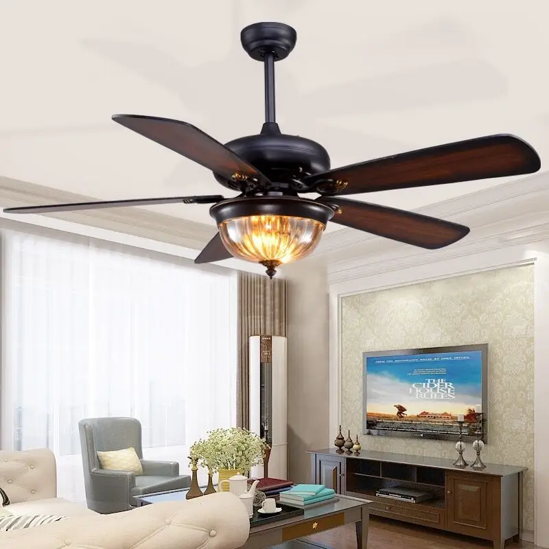 Outdoor Waterproof Sun Protection DC Motor 35W Ceiling Fans Glass House Courtyard Summer House Ceiling Fan Lighting
