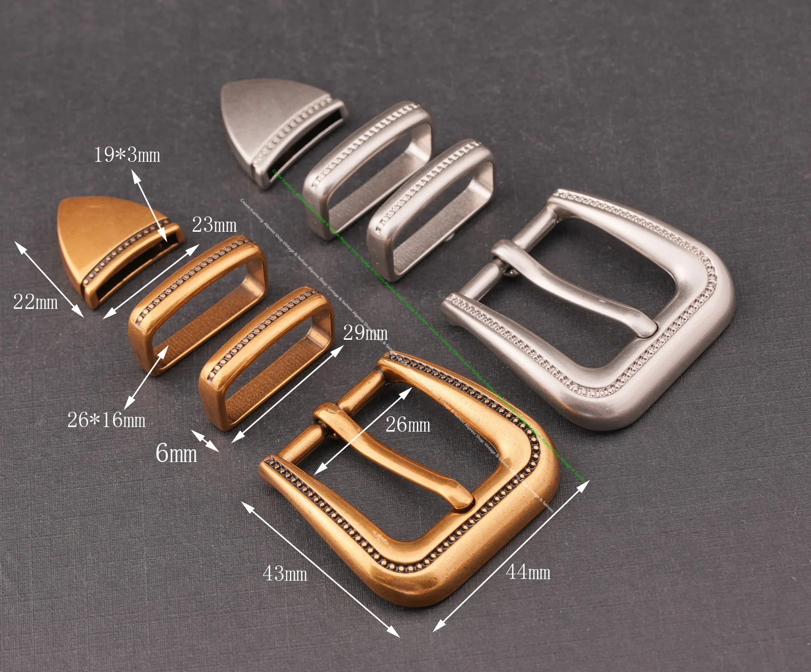 1 Inch Western Cowboy Round Flower Engraved Leathercraft Belt Buckle Set 4-Piece Set Loop&Belt Tips for Leather Straps Belt