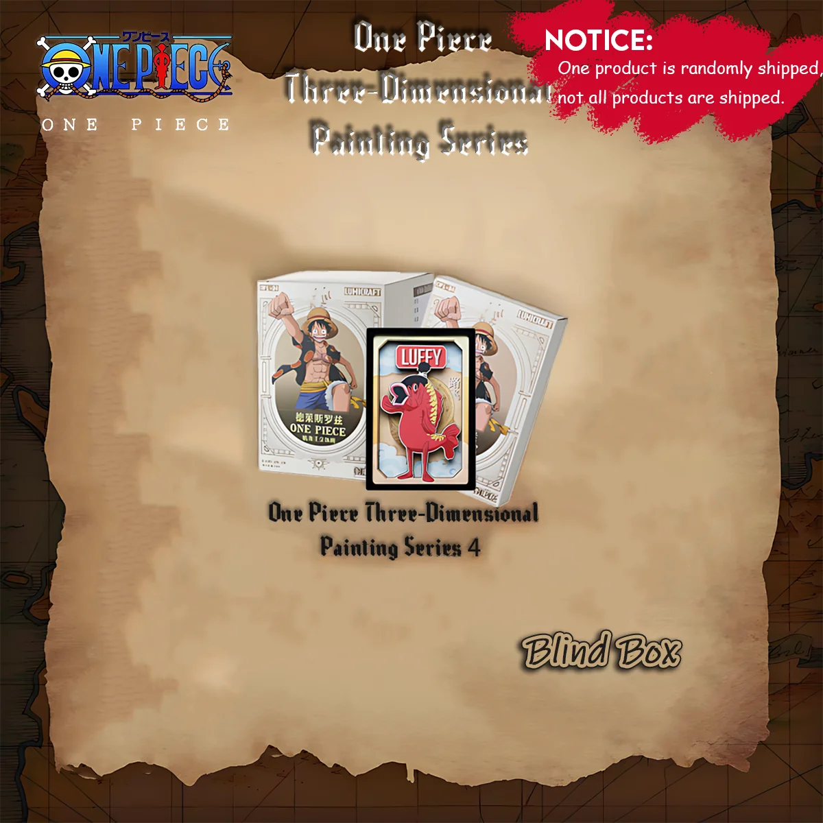 1 pz. Blind Box Ufficiale ONE PIECE Serie 4 Pannelli Artistici 3D - Contiene Design Edizione Nascosta - Oggetto da Collezione e Regalo