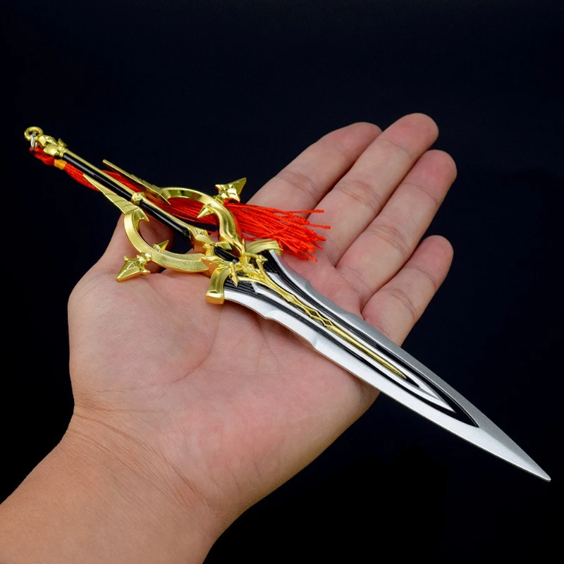 22.5cm/8.86in Honor Game Peripherals Kai Silver White Aria Weapon Models Metal Crafts Ornaments Collection Desktop Display Gift