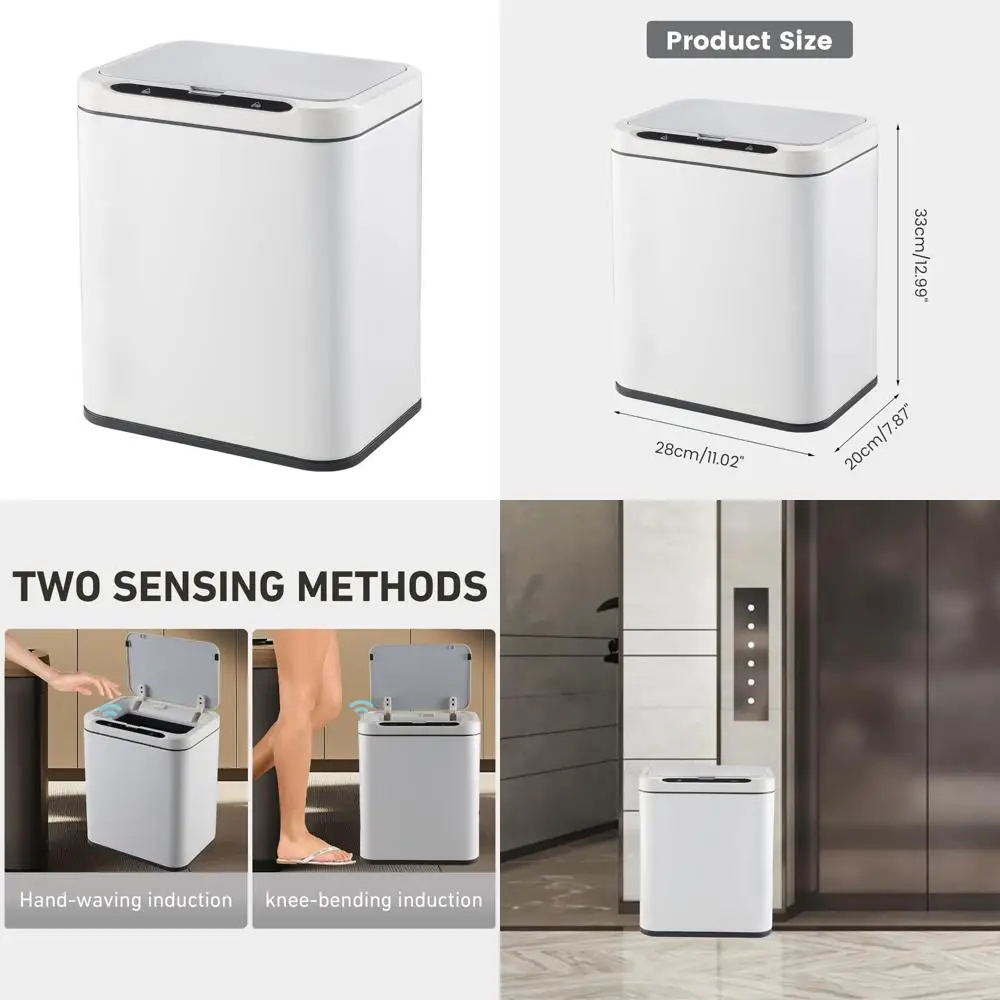 

Touchless Motion Sensor Smart Trash Can - Stainless Steel Automatic Waste Bin for Kitchen Office Use