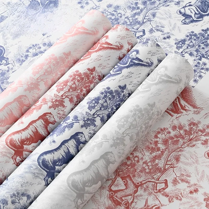 European Style Floral Print Kraft Paper  Flower Bouquet Wrapping Material Artistic Craft Supplies Afternoon Tea Time