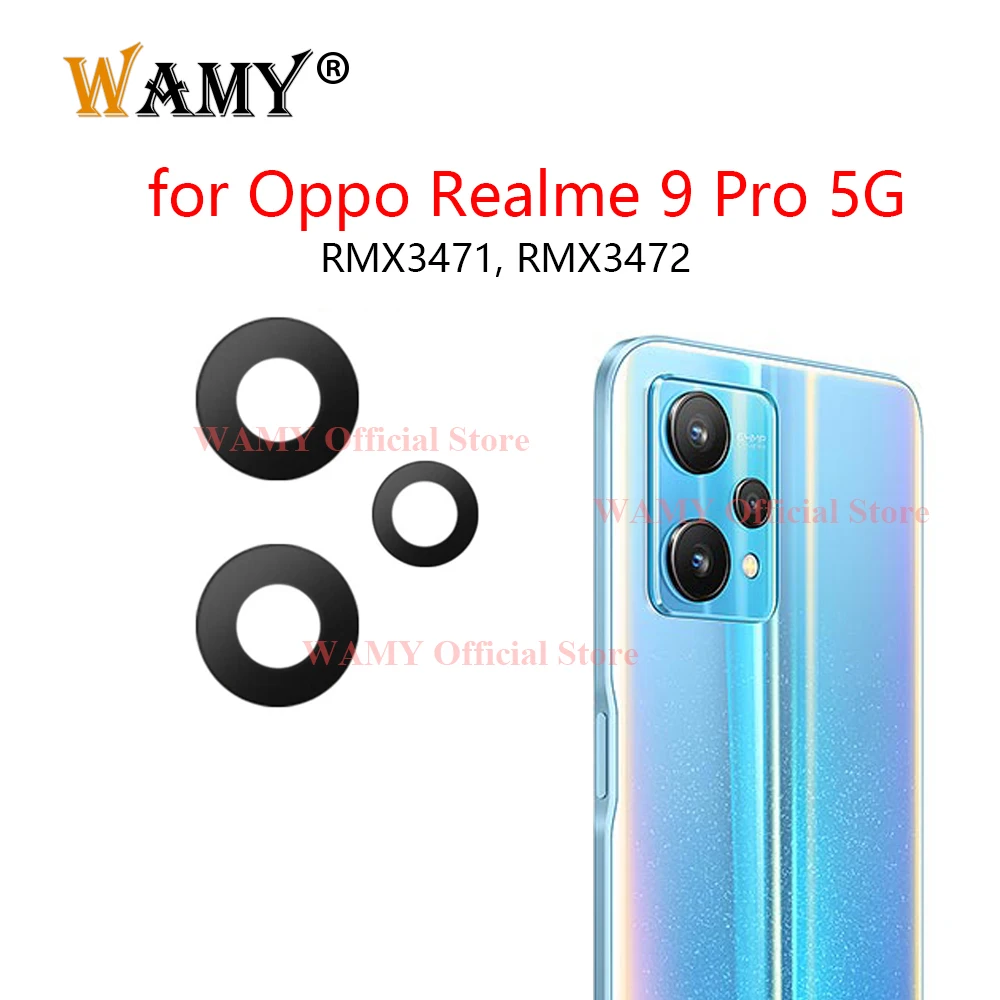 WAMY Rear Back Camera Glass Lens Replacement for Oppo Realme 9 Pro 5G RMX3471 RMX3472 With Sticker