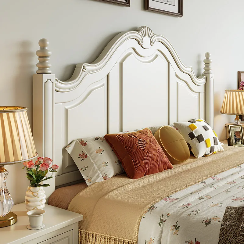 

Легкая французская кровать белого цвета, полностью из массива дерева, 1.8 метра, европейская кровать из массива дерева, для главной спальни, 1.5 метра, для второй спальни, двуспальная кровать с двойным хранением, Am