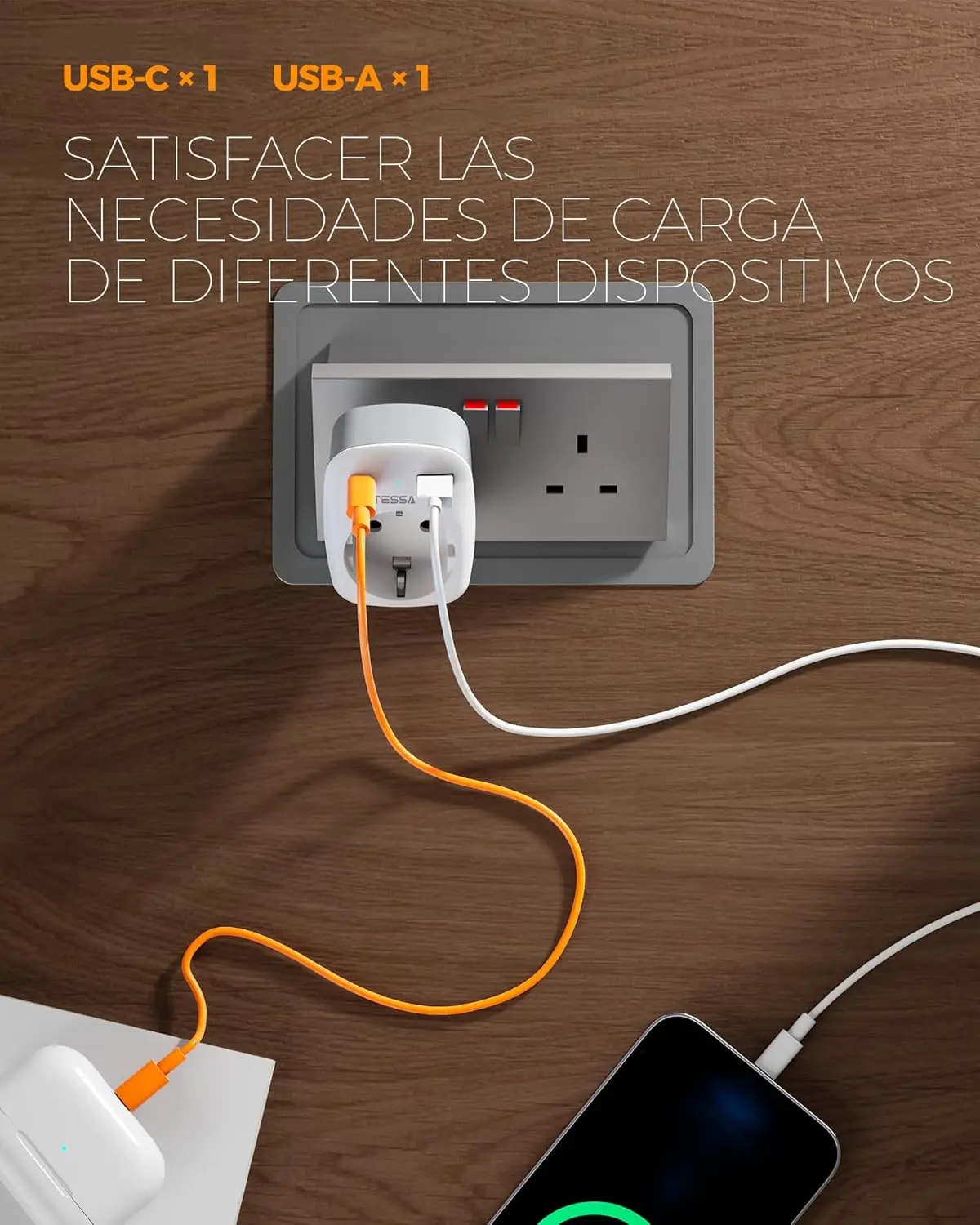 Travel Adapter Adattatore Presa Mondiale Per UK - Tipo G - Con Porte USB E Sicurezza Travel Adapter Universal