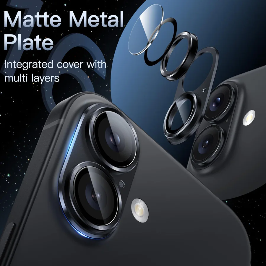 Kaca Pelindung Lensa Kamera Pelindung Logam untuk iPhone 16 Pro Max 16Plus Film Pelindung Lensa Belakang untuk Lensa iPhone 16 Plus 16Pro