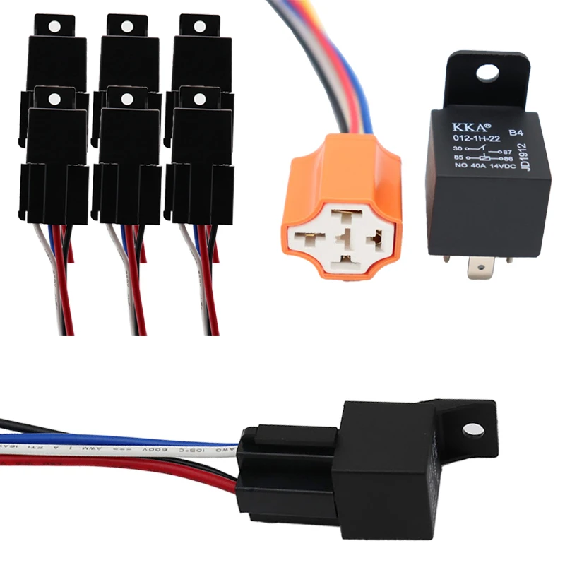 [6 pz/scatola] relè automobilistico impermeabile di 12V/24V 4pin/5pin 40A con il sostegno PPA6, relè dell\'automobile di alta qualità di lunga vita