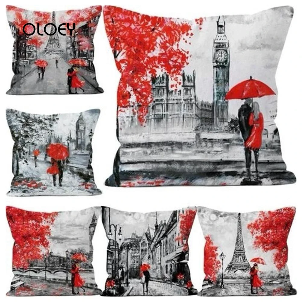 

Comfortable Pillowcase, Eiffel Tower Romantic Couple Pillowcase, Family Bedroom, Hotel Car Seat Decorative Pillowcase 45x45cm .