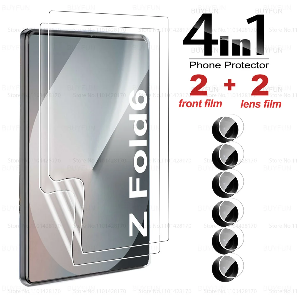 4in1 for Samsung Galaxy Z Fold 6 5G Inner Screen Hydrogel Film Case Samsang Z Fold6 ZFold6 ZFold 6 Camera Glass Screen Protector