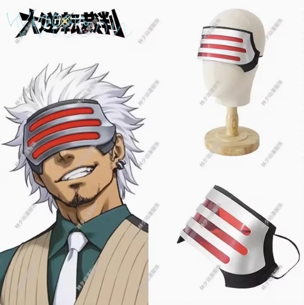 Souryuu Kaminogi Cosplay Phoenix Game Wright 3 Godot Visible face Shields Mask Cosplay Prop Headset Roleplay Halloween Party Man