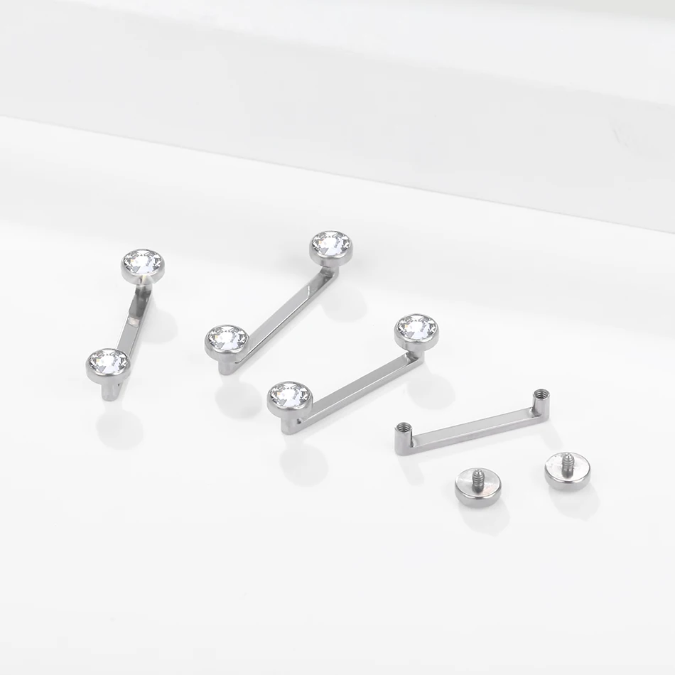 1PC Implant Grade Titanium Microdermal Piercing Surface Barbells CZ Crystal Hide-in Skin Diver Micro Dermal Anchors Body Jewelry