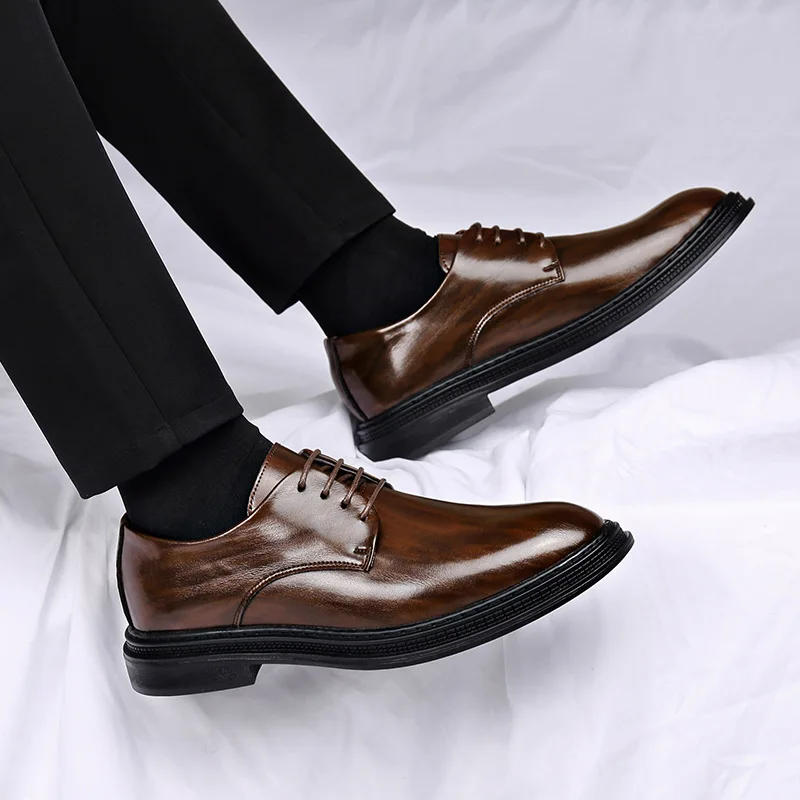 Autumn and Winter Business Soft Men's Dress Shoes Men's Soft Soles Pointed Wedding Groom Shoes