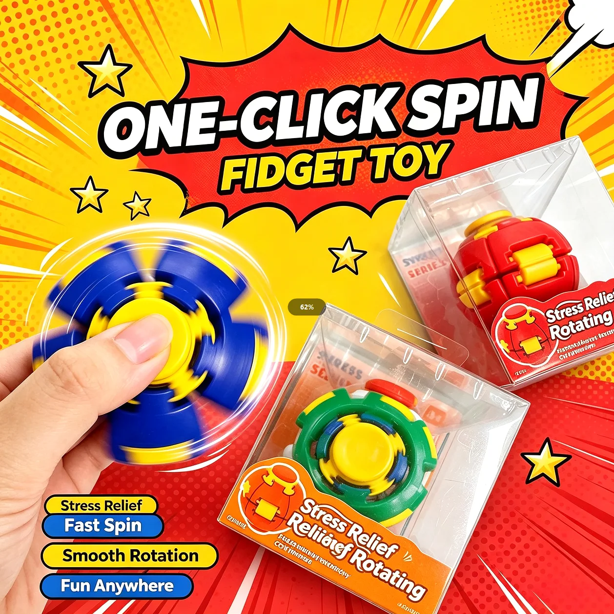 Smooth Spin Fidget Ball Magnetic Design 3D Printed Multi-Color Stress Relief for Adults Office Desk Toy