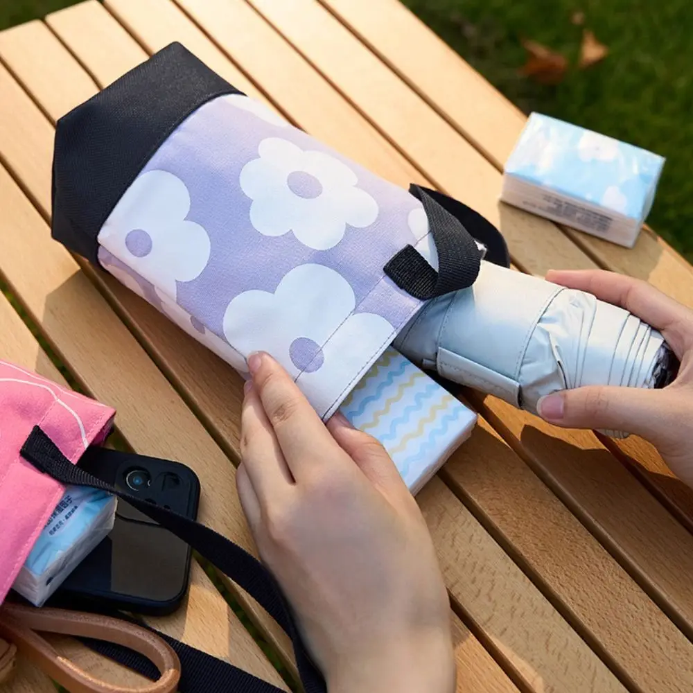 Cute Outdoor Canvas Cup Bag Printed Portable Water Bottle Cover Korean Style Glasses Storage Crossbody Bag Outdoor