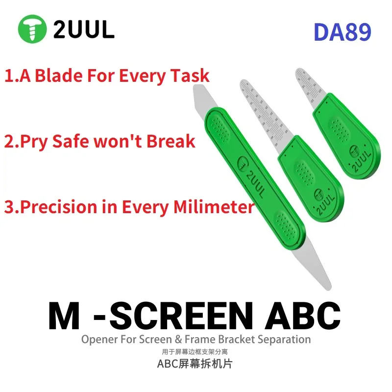 

2UUL M-SCREEN ABC Opener for Screen and Frame Bracket Separation 3 Calibrated Tools for Efficient Repair A Blade for Every Task