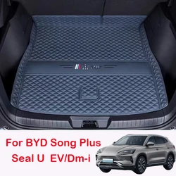 Leather Trunk Mat For BYD Song Plus Champion DMi EV Seal U 2025 2024 Boot Liner Tray Waterproof Mud Protector Pad Cargo Mat