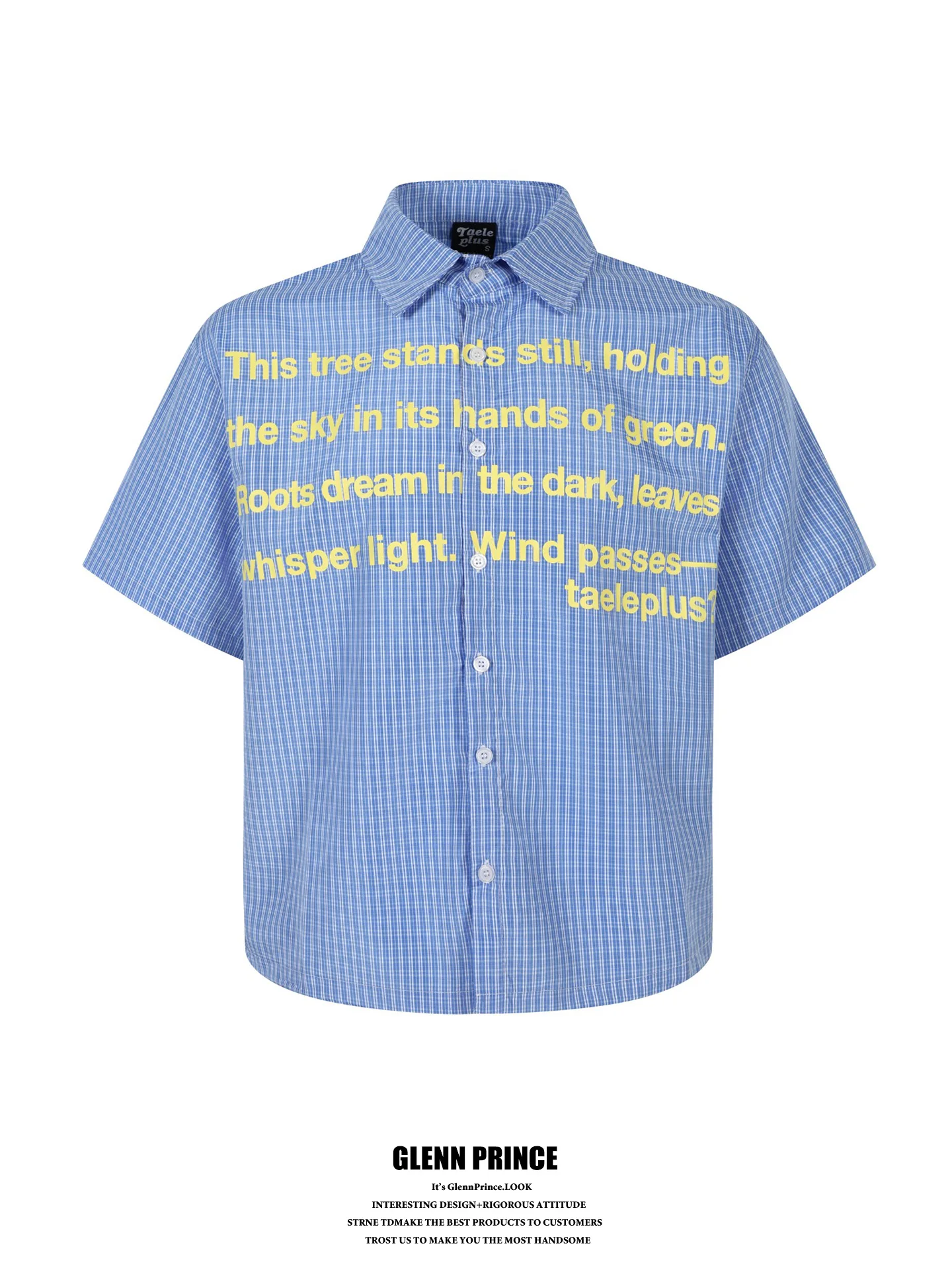 

GPstudio Retro Plaid Letter Print Short Sleeve Casual Shirt Men Summer Vacation Style Couple's Shirt Loose Fit Polyester
