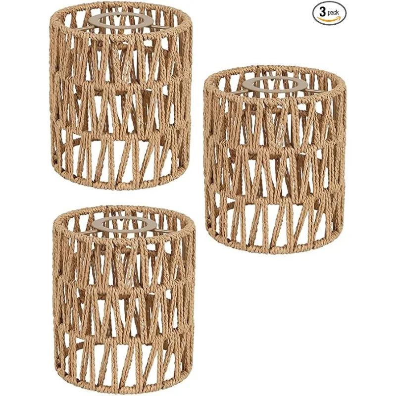 

3Pcs Rattan LampShade Shades Replacement,Cylinder Woven Lampshade for Floor Lamps Pendant Light Chandelier Wall Sconces