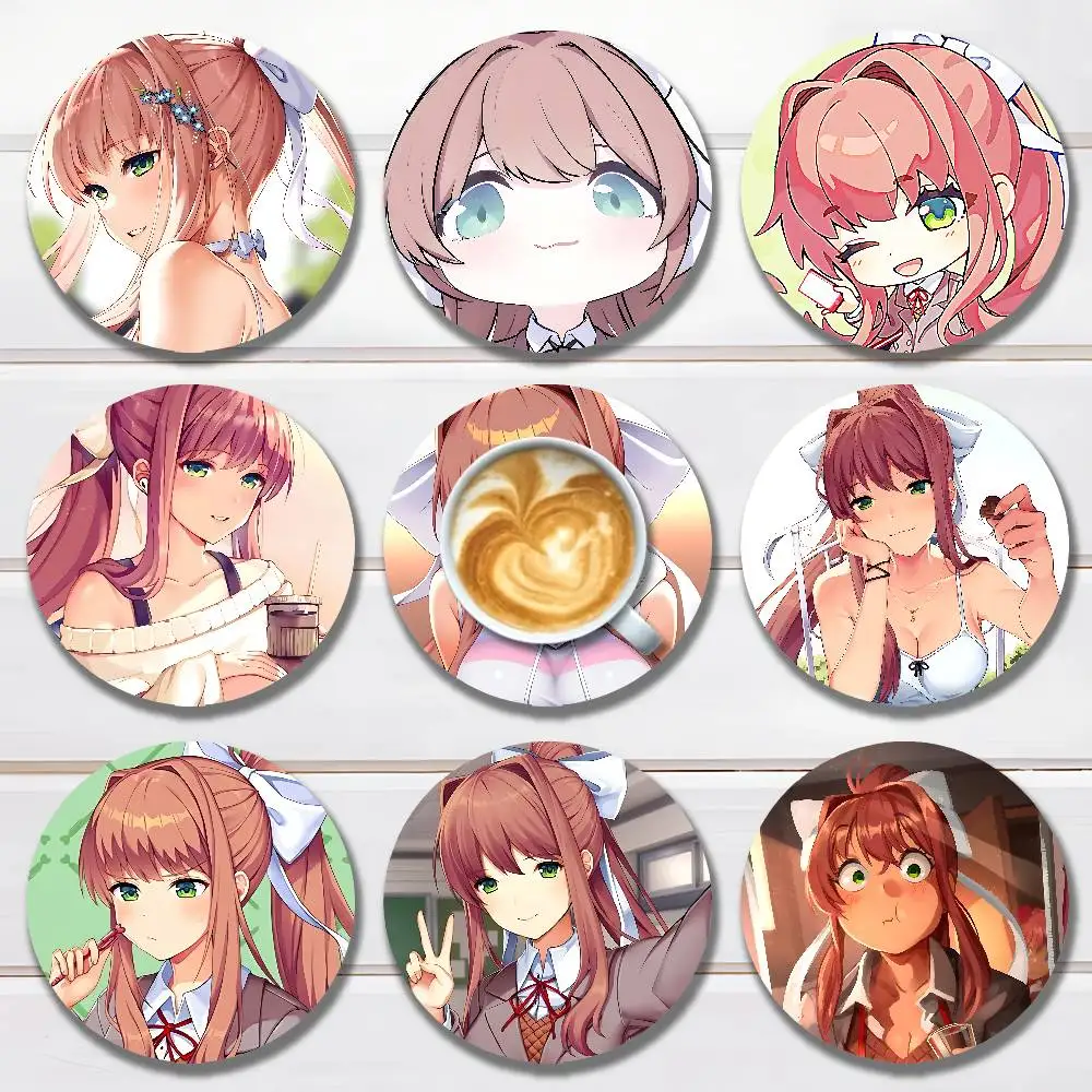 

M-Monikas-S DDLC Round Anime Wooden Coasters DIY Decorations Birthday Valentine Gifts
