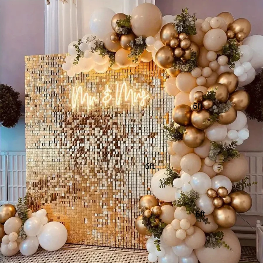 Shimmer Wall Backdrop, 18 and 36 Panels Square Sequin Shimmer Backdrop, Photo Backdrops for Birthday, Anniversary, Wedding image 3