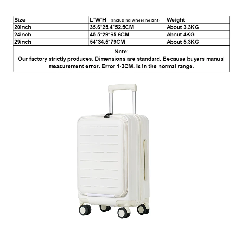 Capacity Suitcase Front Open Suitcase Large Capacity Trolley Case 20 24 29 Inch Men Women Boarding Case Universal Wheel Cases