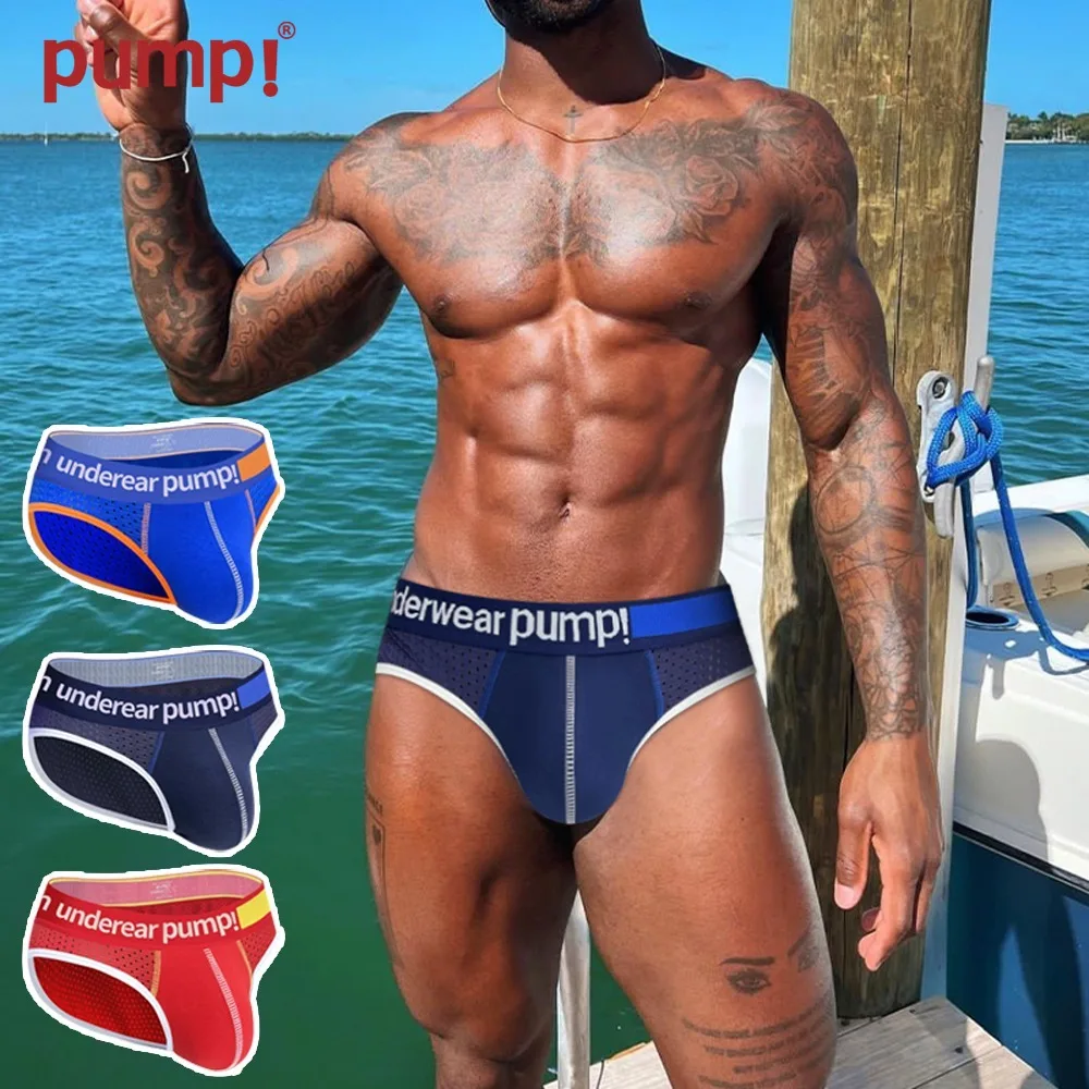 

Мужские трусы с сетчатой талией, простые спортивные дышащие быстросохнущие трусы, мужские модные сексуальные U-образные выпуклые треугольные трусы, мужские трусы