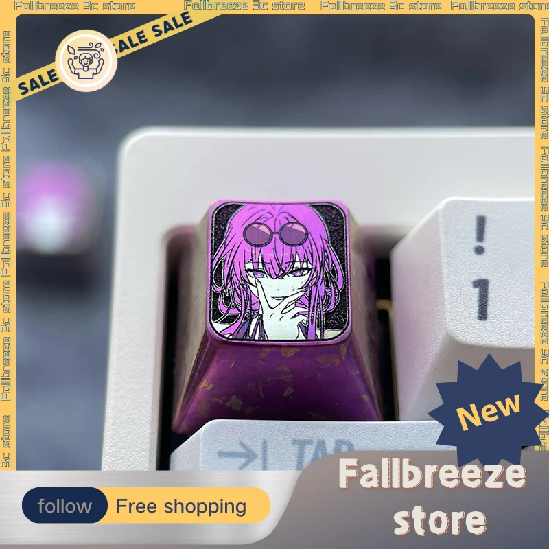 

Honkai: Star Rail Titanium Alloy Engraving Keycaps Custom 1U Amiya Mechanical Keyboard Keycaps Anozed Titanium Key Cap Accessory