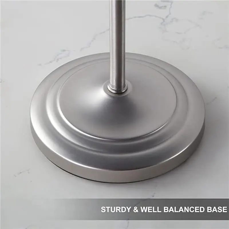 AEE3-1 Piece Stainless Steel Floor-To-Ceiling Towel Rack Vertical Towel Ring Silver Metal Removable Without Punching