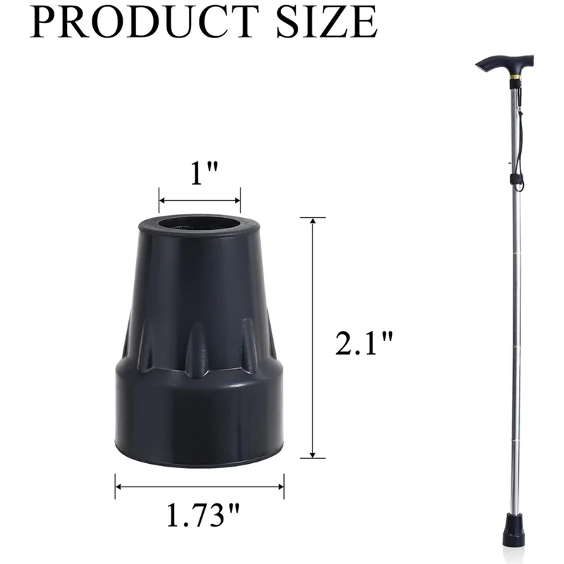 Crutch Tips Set 1Inch Heavy Duty Non-Slip Rubber Cane Tips Kit Replacement Cane Foot Caps, Crutch Pads, 6 PCS