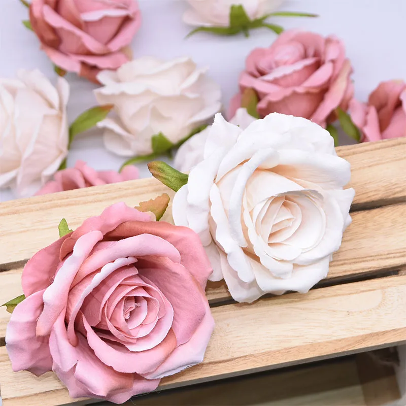 

5Pcs Multiple Colored Silk Artificial Rose Flowers Heads For Home Wedding Party DIY Decoration Festival Garland Gift Accessories