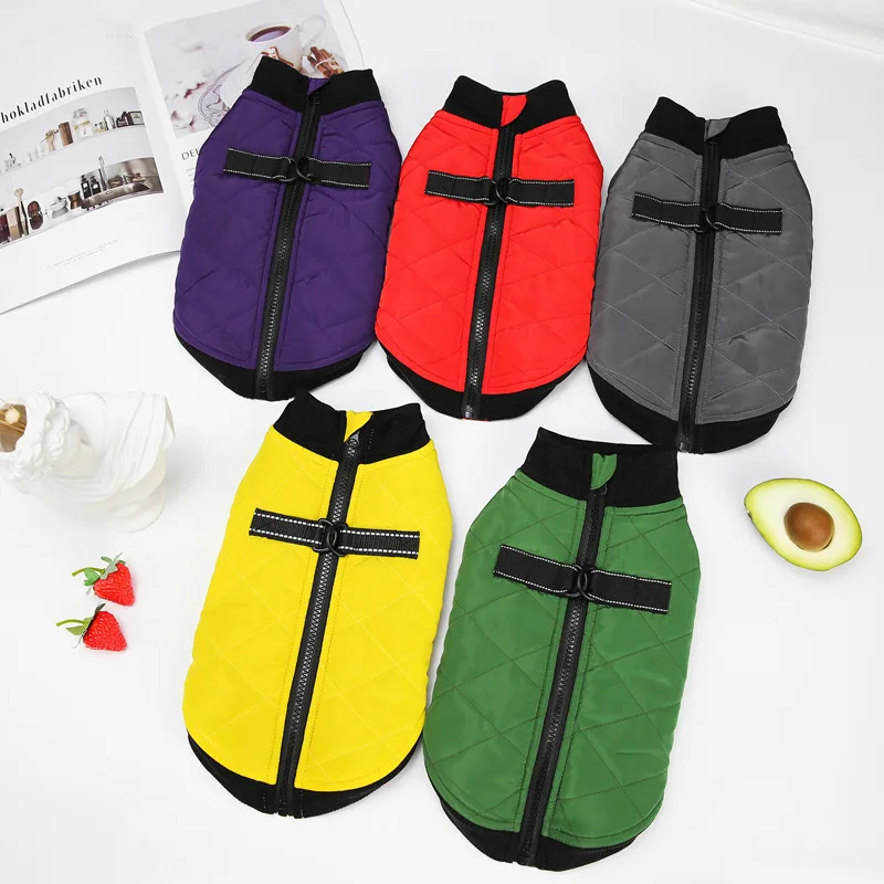 Fashion Dog Jacket Coat with D-Ring Winter Warm Dog Clothes Pet Puppy Vest Coat Cute Cat Jacket Coat Pet Down Jacket Dog Outfits